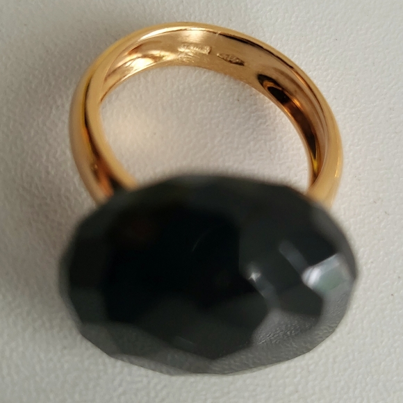18K Solid Gold With Black Onyx Earrings & Ring Set - Picture 6 of 8